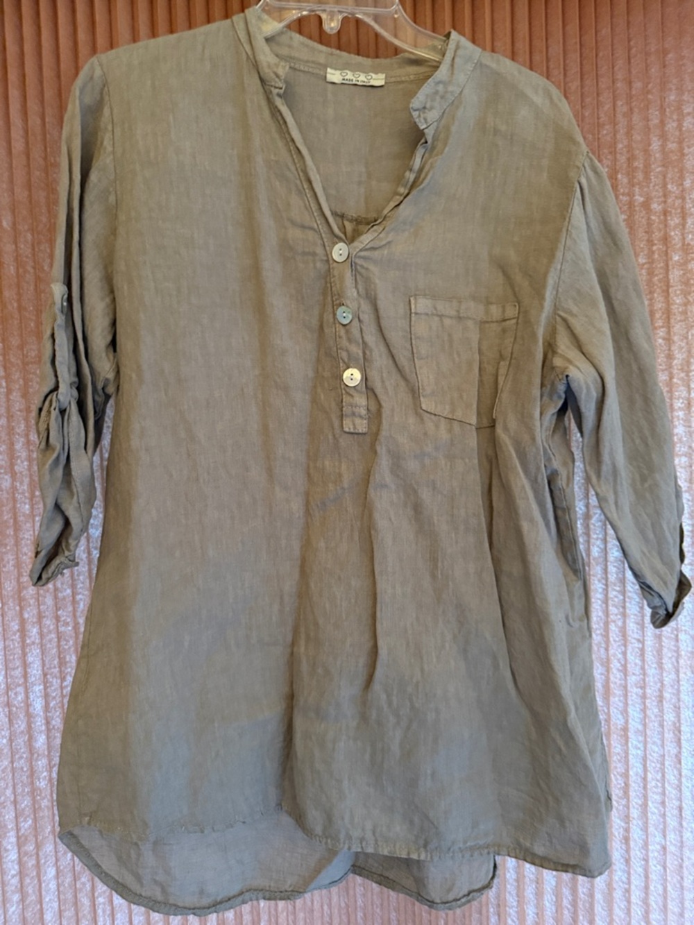 Made in Italy Women’s Casual Linen Shirt - Tan